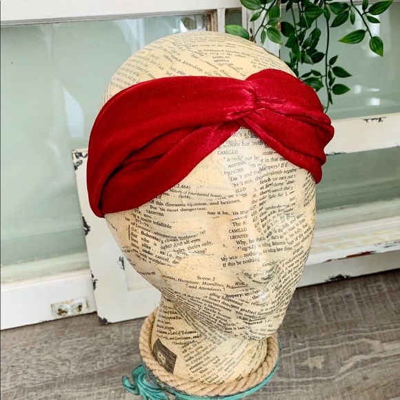 The House Of Gentry Accessories - Red Sateen Turban Headband